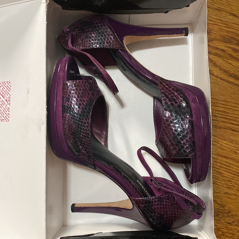 Magenta and Black Leather Platform Heels. White House Black Market. 10M...